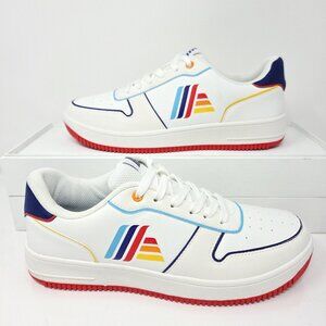 ALDI Rainbow White Sneakers Womens 10 Comfort Low Top Casual Shoes 80s Retro
